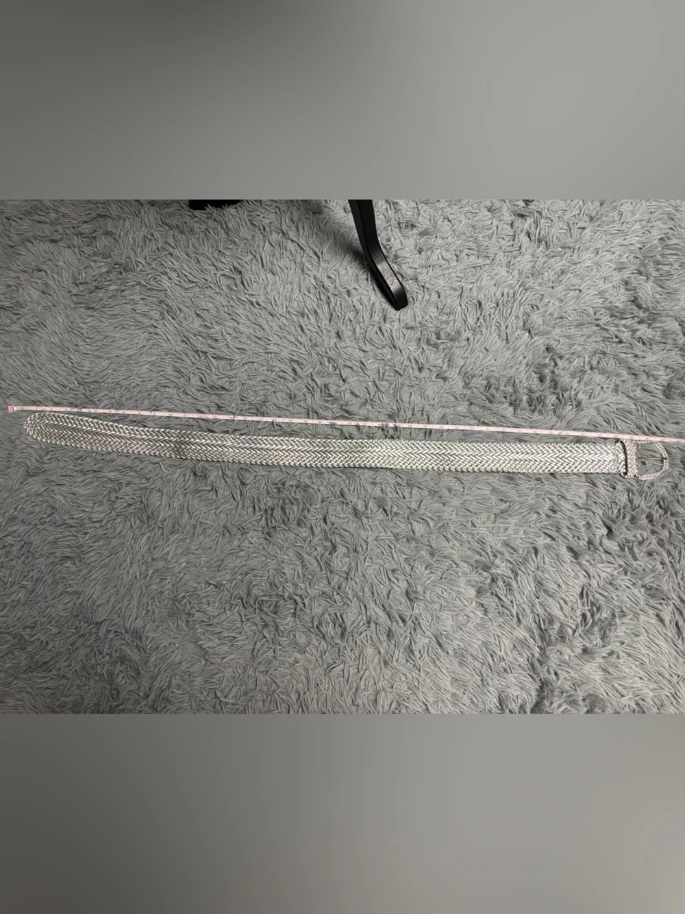 Y2K Braided Metallic Silver Waist Belt with Buckle